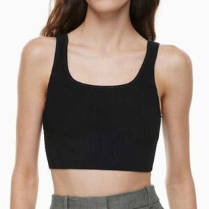 Aritzia Babaton Sculpt Knit Square Neck Cropped Tank Top Black Size XS